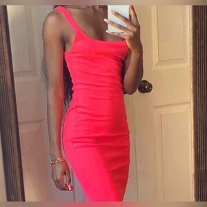 Zara Bright Pink Bodycon Tank Dress Size large